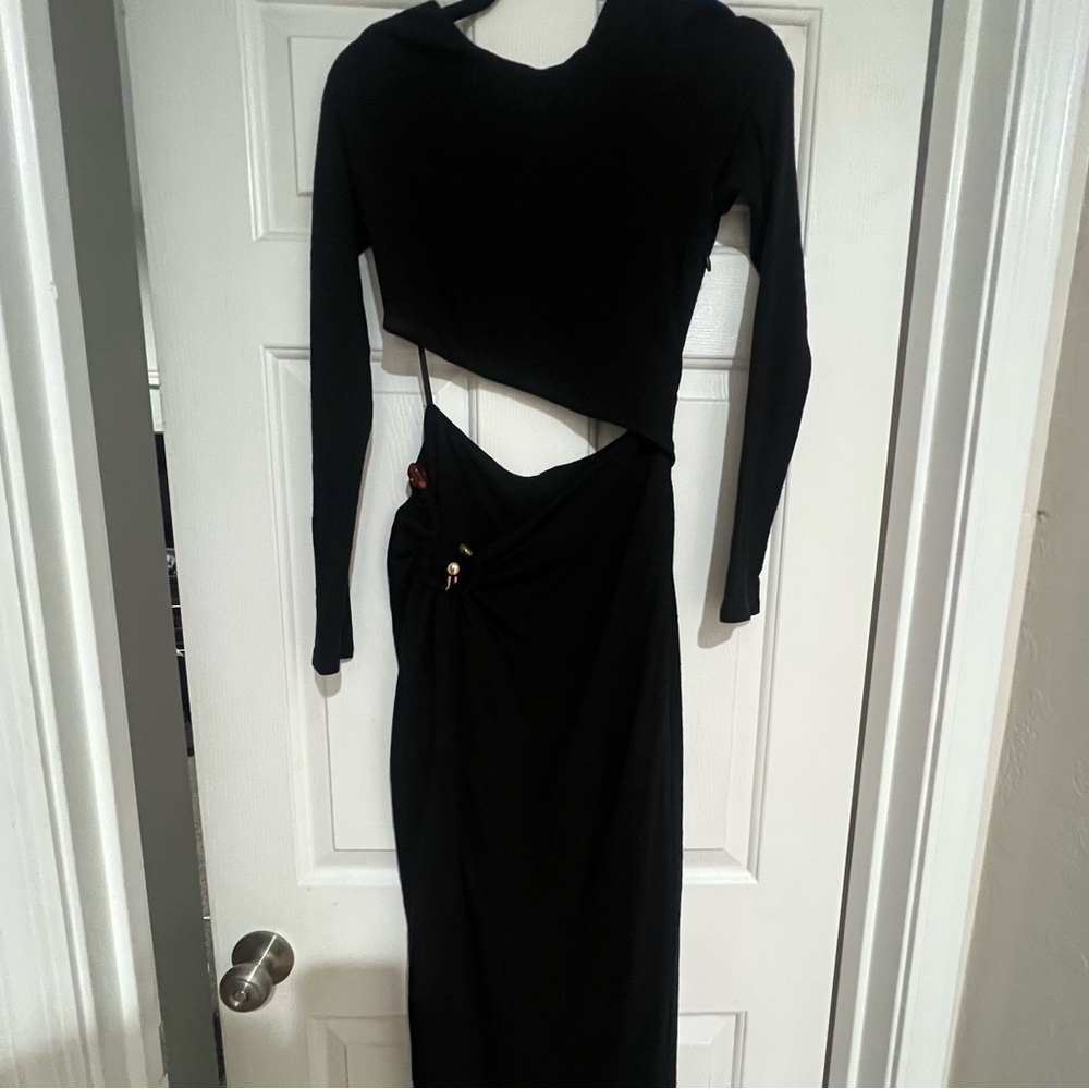 JLUXLABEL Black Asymmetrical Bodycon Dress